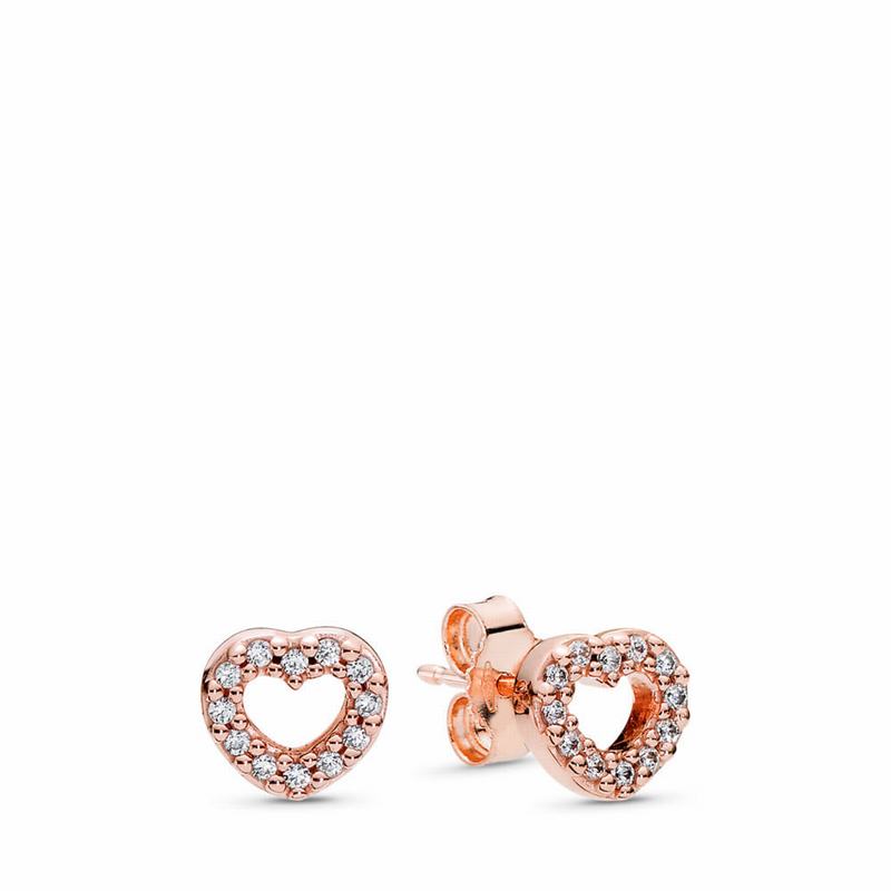 Pandora Rose™ Captured Hearts Stud Earrings NZ (402136-GOT)